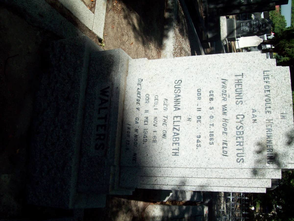 WALTERS Theunis Gysbertus 1865-1945 &amp; Susanna Elizabeth THERON 1869-1949