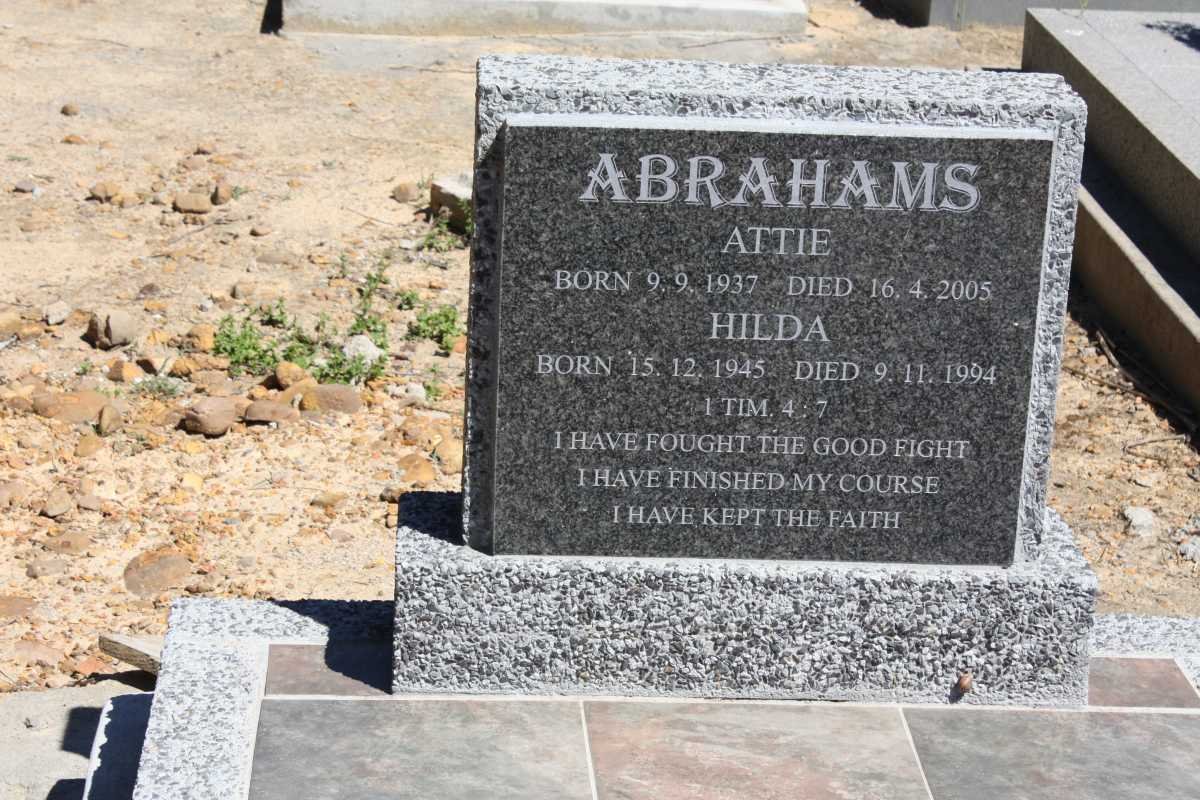 ABRAHAMS Attie 1937-2005 &amp; Hilda 1945-1994