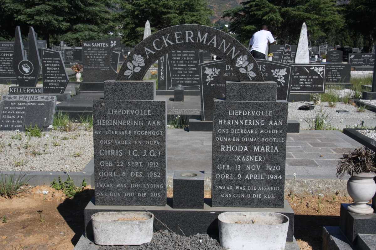ACKERMANS Chris C.J.G. 1912-1982 &amp; Rhoda Maria KASNER 1920-1984