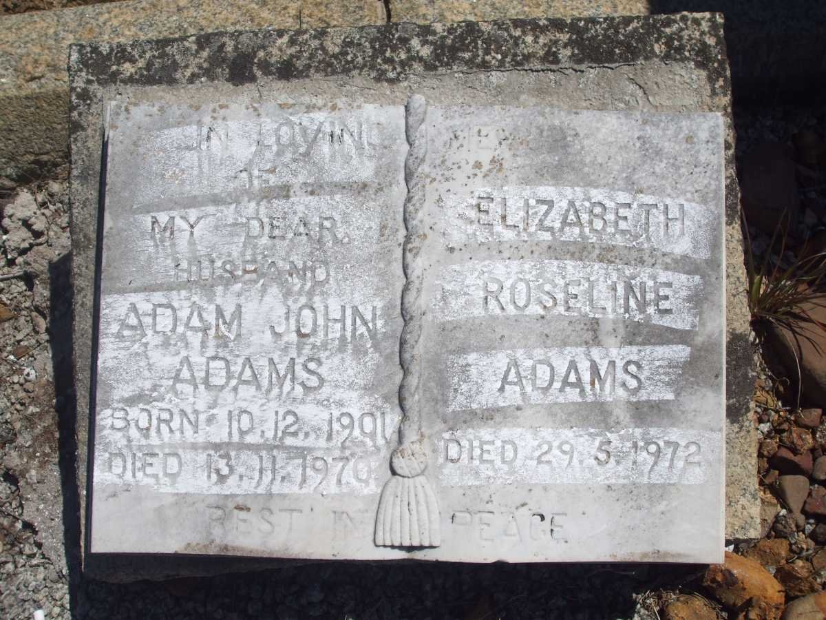 ADAMS Adam John 1901-1979 &amp; Elizabeth Roseline -1972 