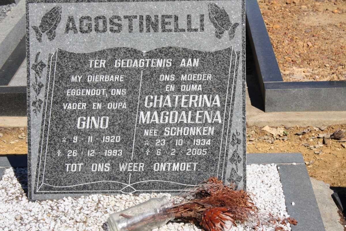 AGOSTINELLI Gino 1920-1993 &amp; Chaterina Magdelena SCHONKEN 1934-2005