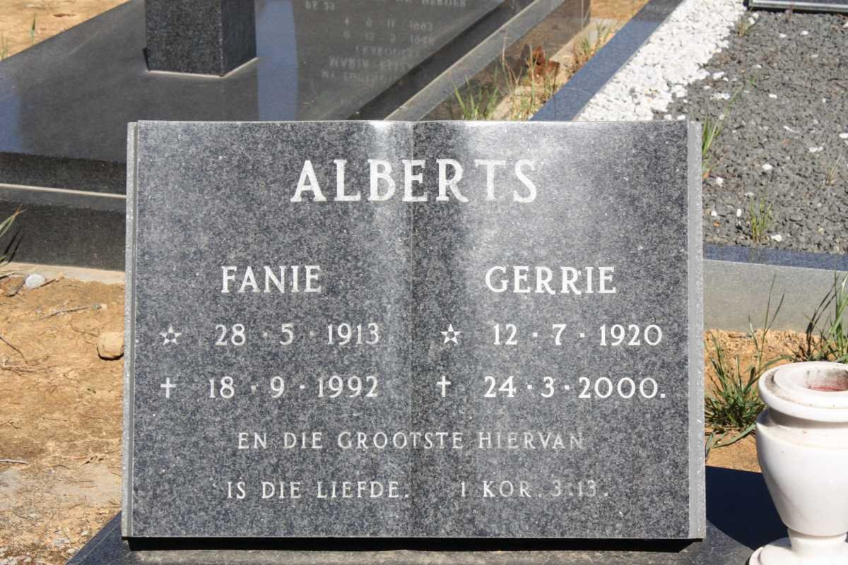 ALBERTS Fanie 1913-1992 &amp; Gerrie 1920-2000