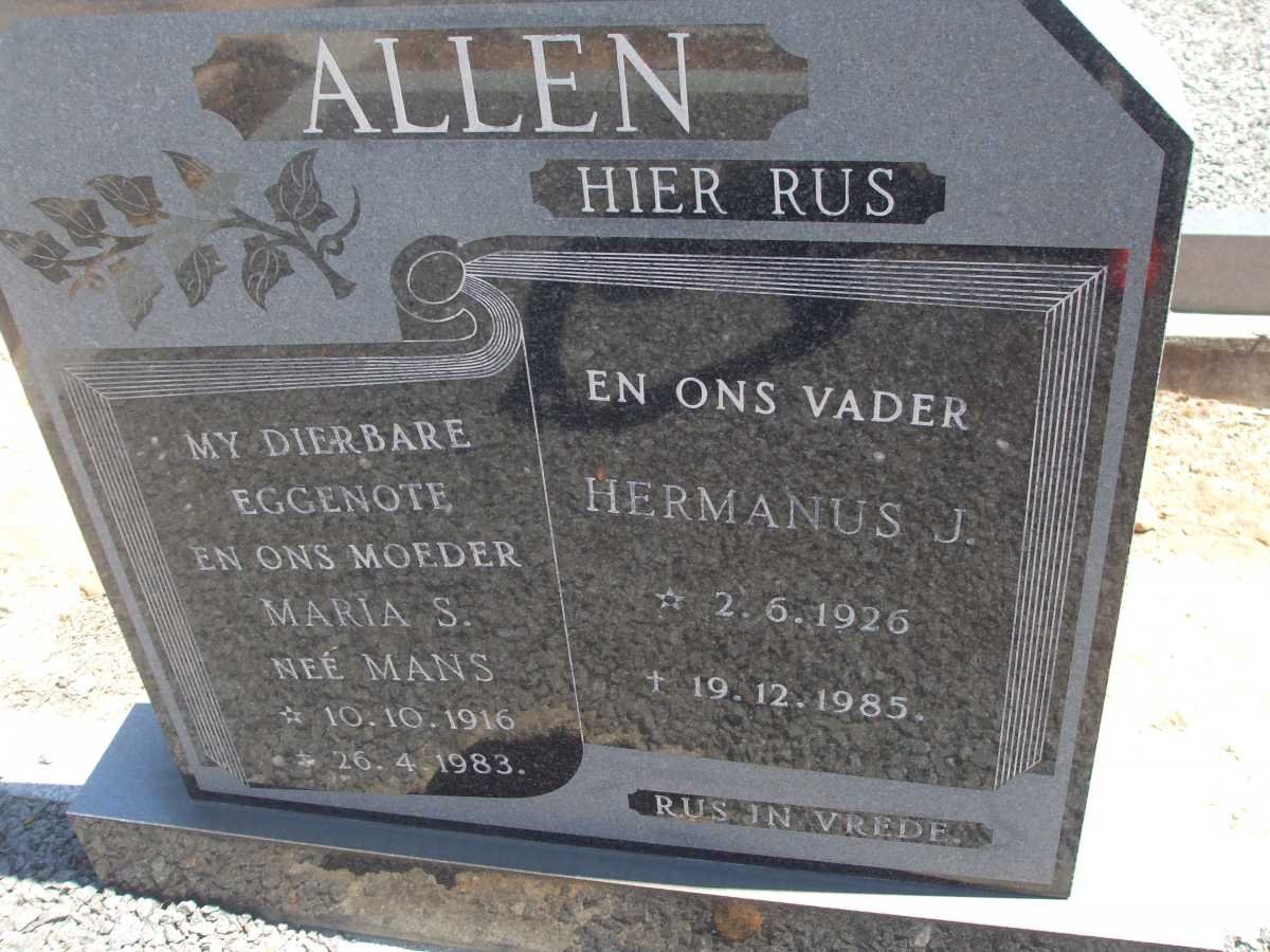 ALLEN Hermanus J. 1926-1985 &amp; Maria S. MANS 1916-1983