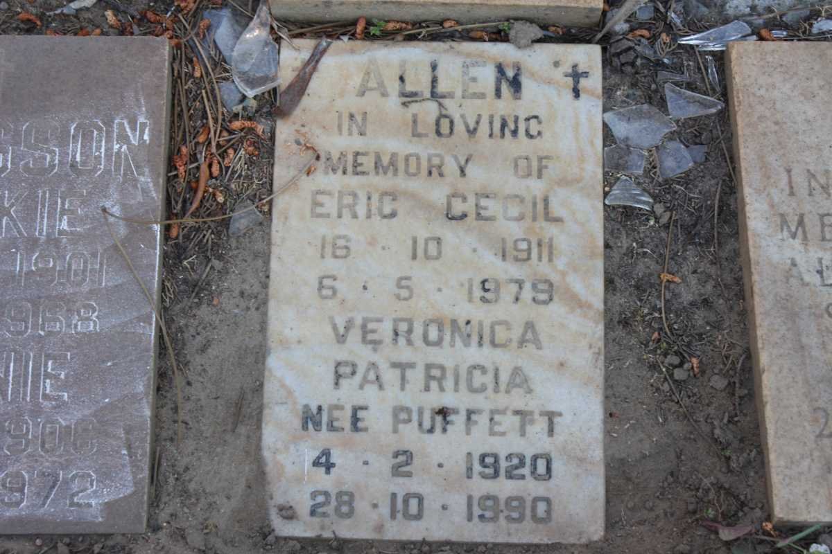 ALLEN Eric Cecil 1911-1979 &amp; Veronica Patricia PUFFETT 1920-1990