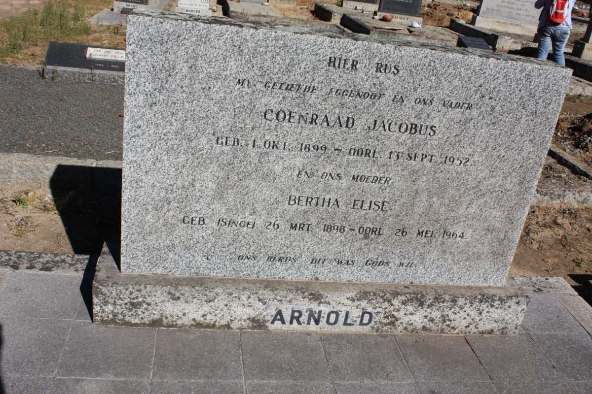 ARNOLD Coenraad Jacobus 1899-1952 &amp; Bertha Elise 1898-1964