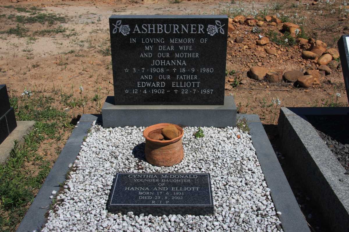 ASHBURNER Edward Elliot 1902-1987 &amp; Johanna 1908-1980 :: McDONALD Cynthia 1931-2002