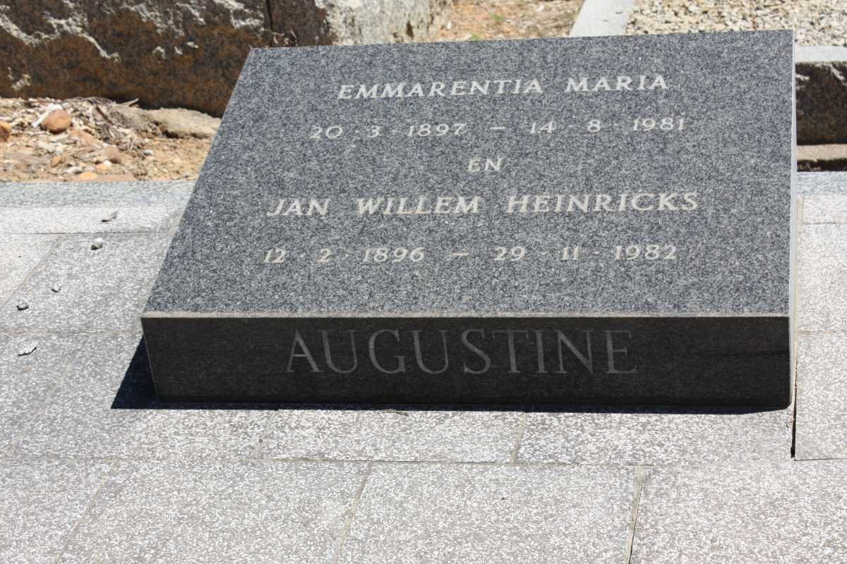 AUGUSTINE Jan Willem Hendricks 1896-1982 &amp; Emmarentia Maria 1897-1981