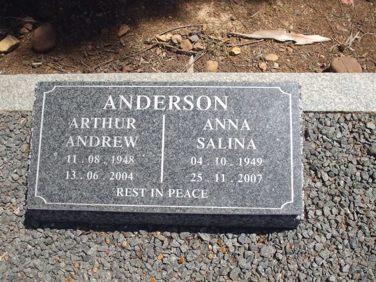 ANDERSON Arthur Andrew 1948-2004 &amp; Anna Salina 1949-2007