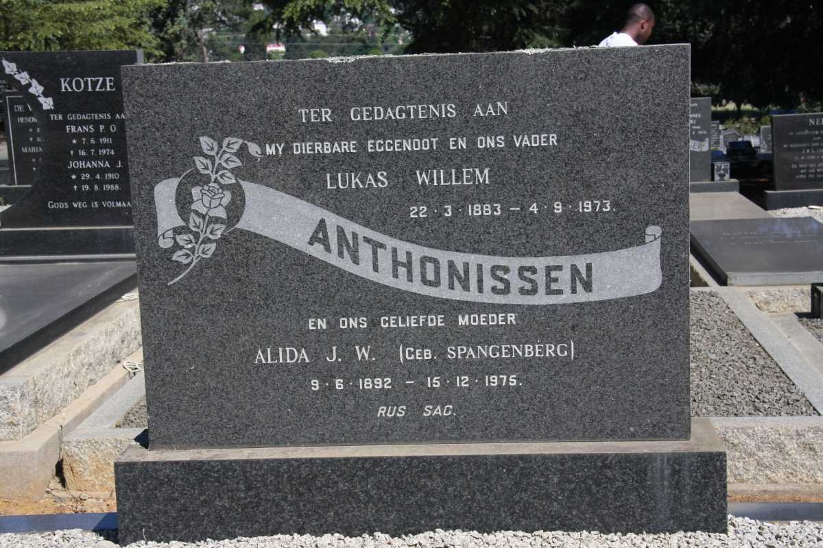 ANTHONISSEN Lukas Willem 1883-1973 &amp; Alida J.W. SPANGENBERG 1892-1975
