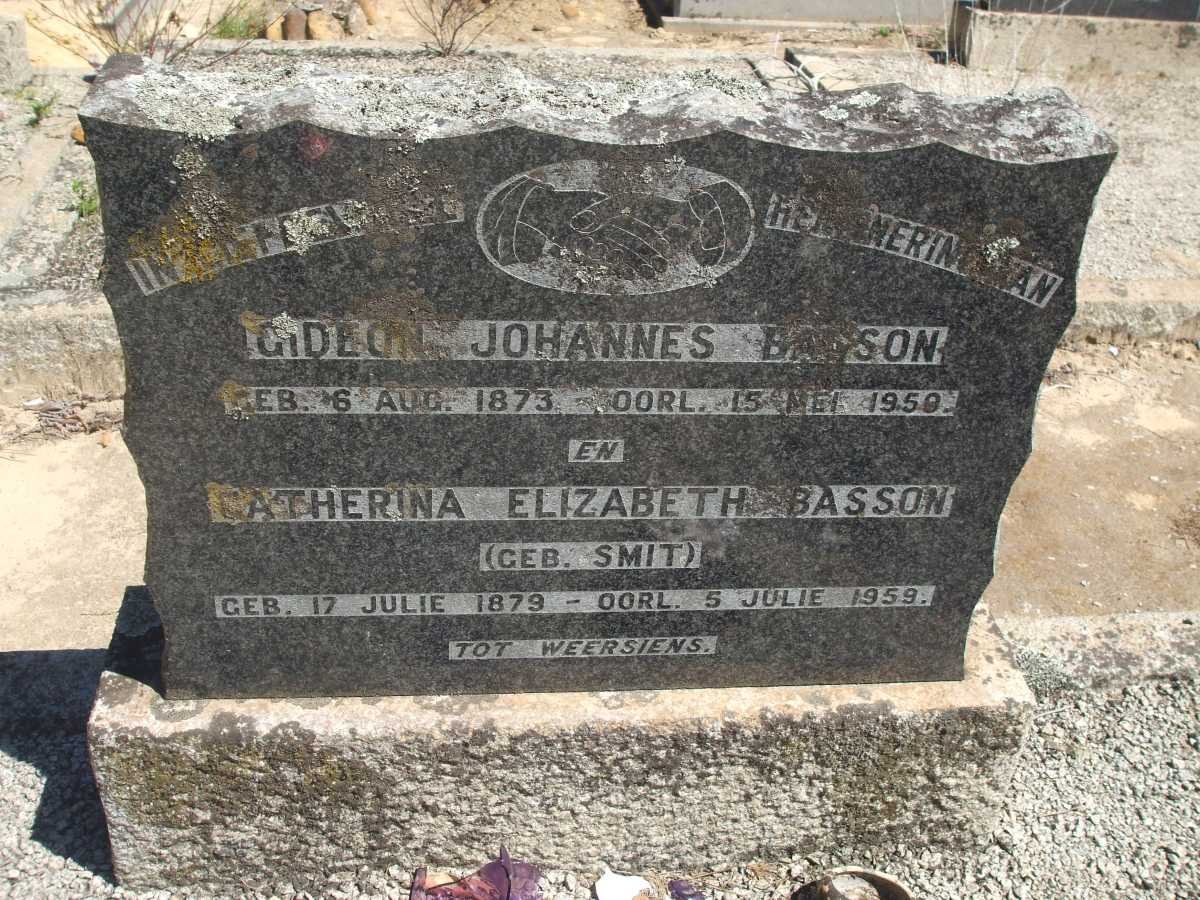 BASSON Gideon Johannes 1873-1959 &amp; Catharina Elizabeth SMIT 1879-1959