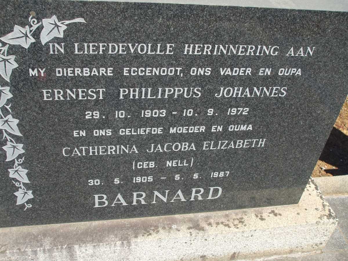BARNARD Ernest Philippus Johannes 1903-1972 &amp; Catherina Jacoba Elizabeth NELL 1905-1987