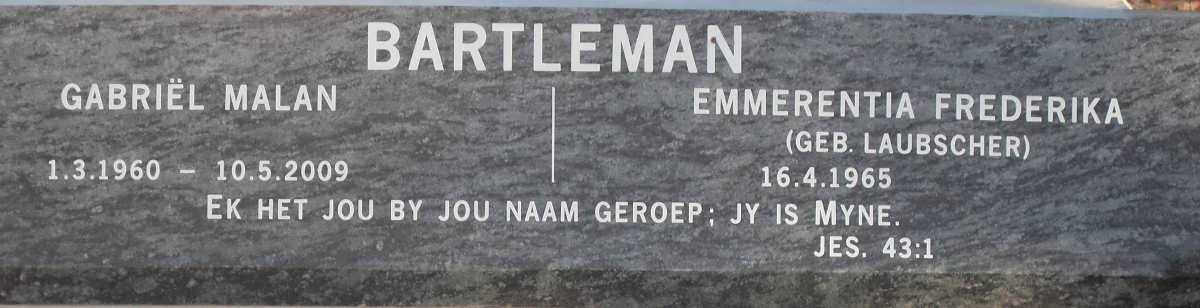 BARTLEMAN Gabriel Malan 1960-2009 &amp; Emmerentia Frederika LAUBSCHER 1965-