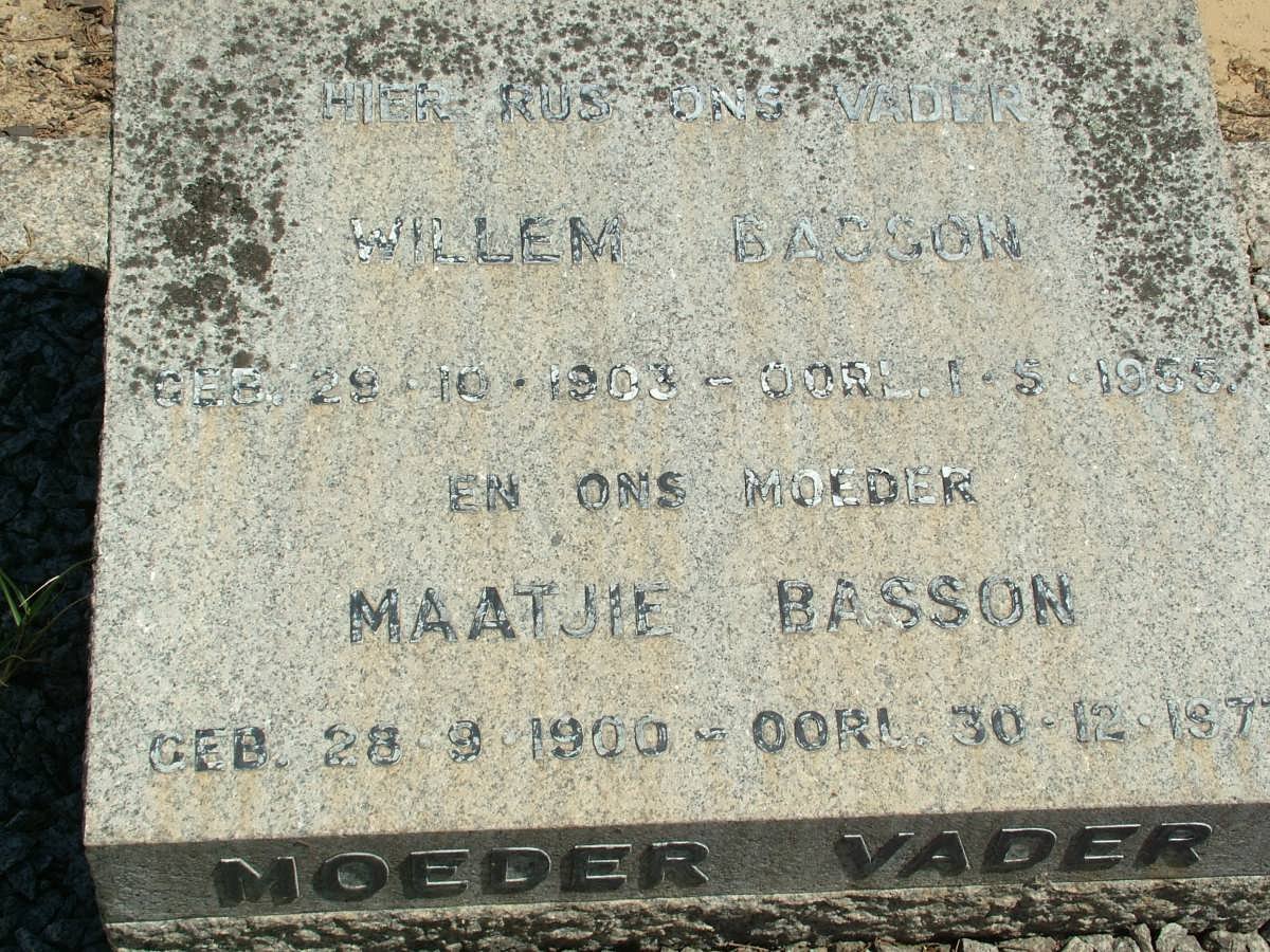 BASSON Willem 1903-1955 &amp; Maatjie 1900-197?