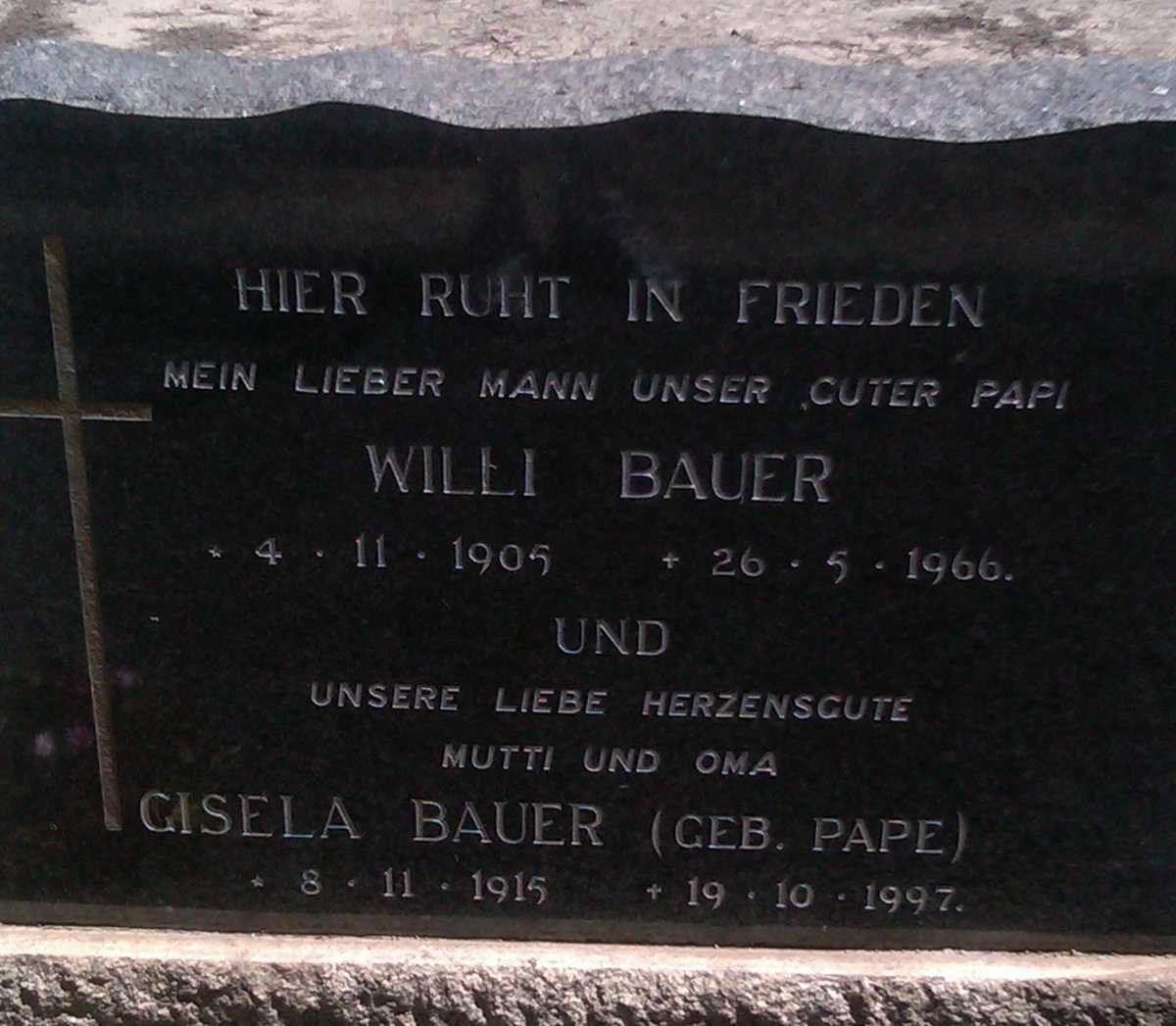 BAUER Willi 1905-1966 &amp; Gisela PAPE 1915-1997