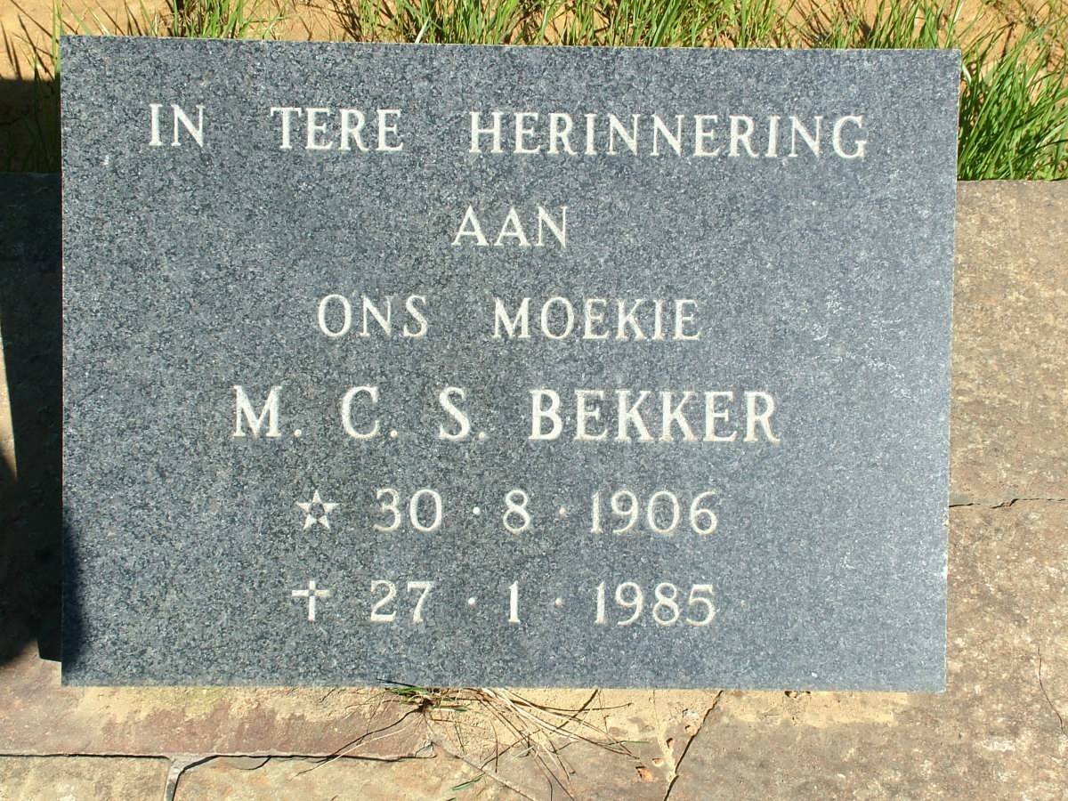 BEKKER M.C.S. 1906-1985