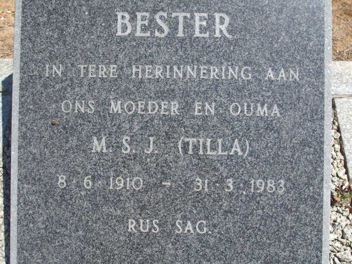 BESTER M.S.J. 1910-1983