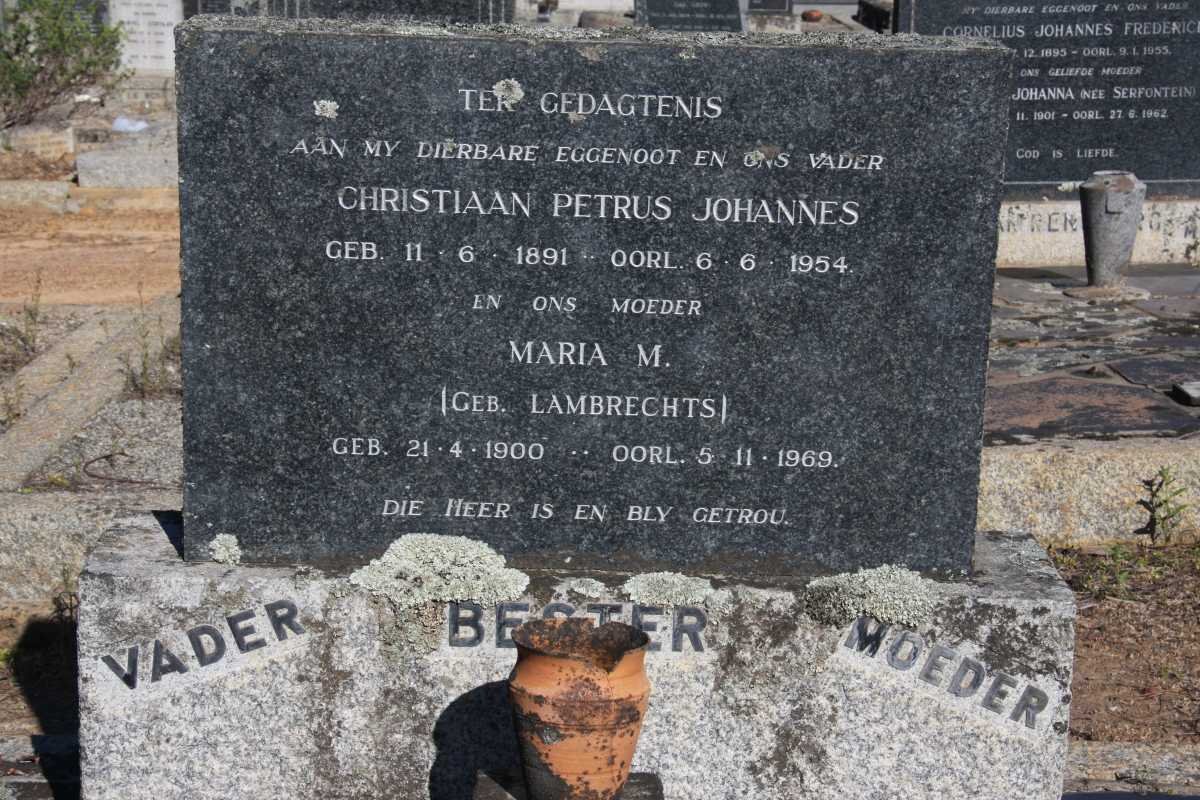 BESTER Christiaan Petrus Johannes 1891-1954 &amp; Maria M. LAMPBRECHTS 1900-1969