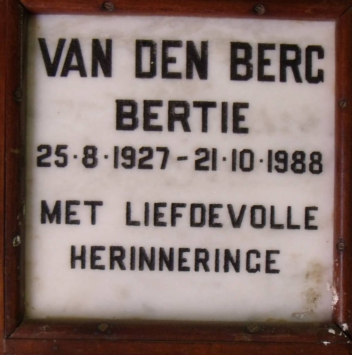 BERG Bertie, van den 1927-1988