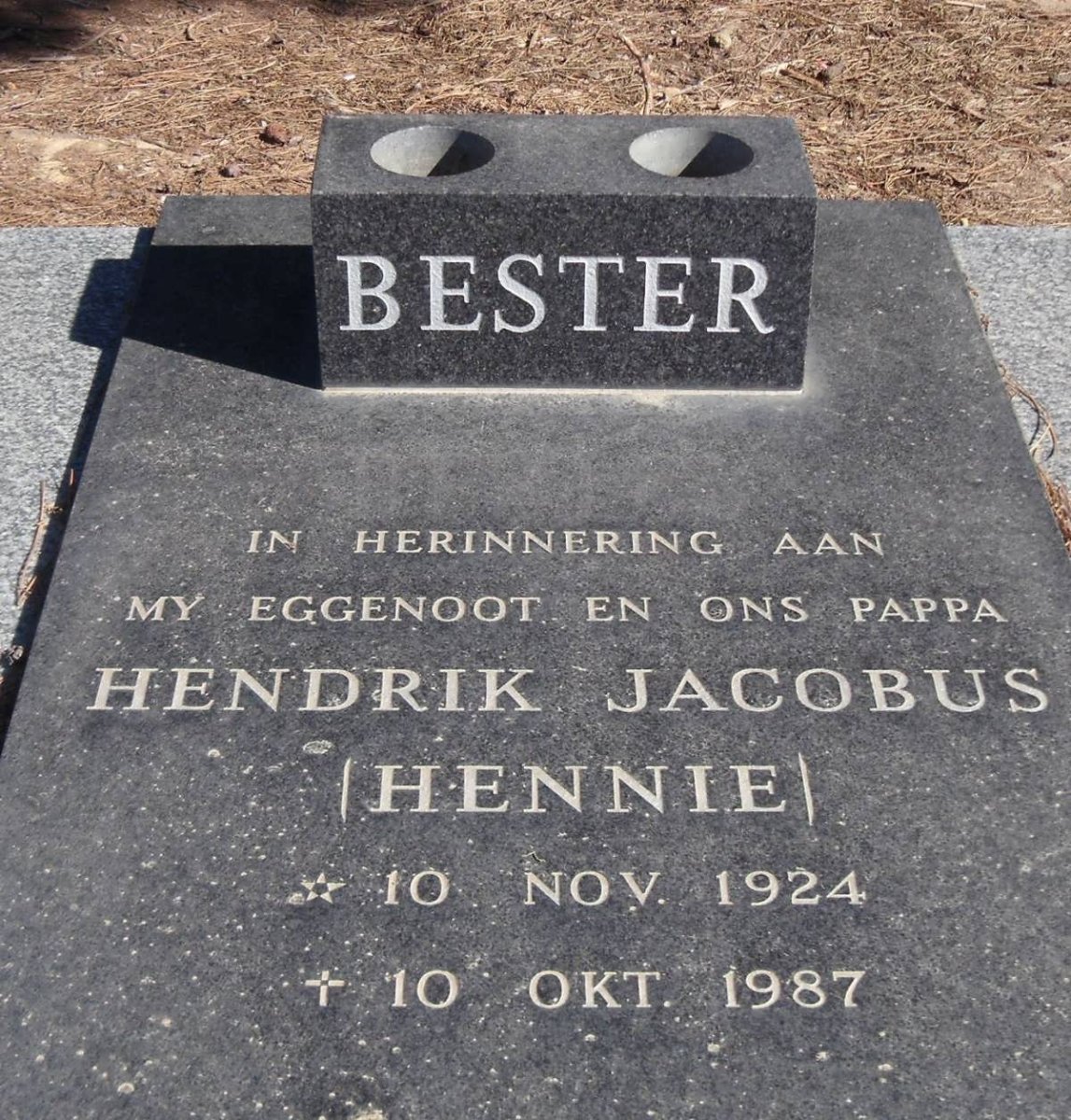 BESTER Hendrik Jacobus 1924-1987