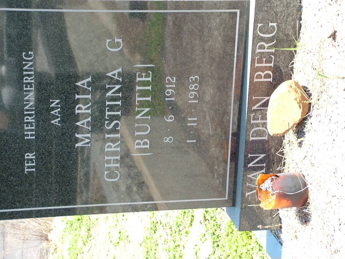 BERG Maria Christina G., van den 1912-1983