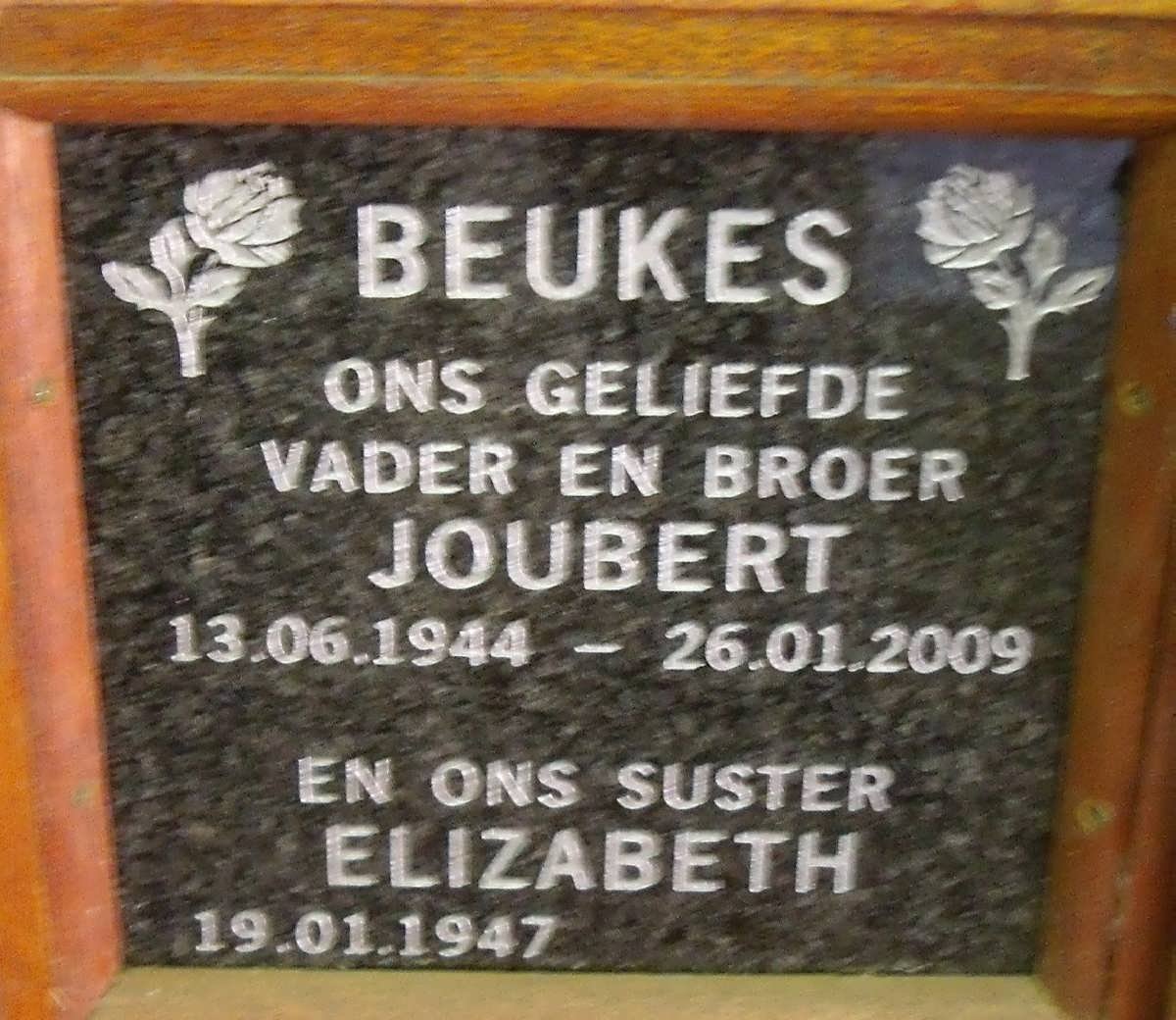 BEUKES Joubert 1944-2009 &amp; Elizabeth 1947-