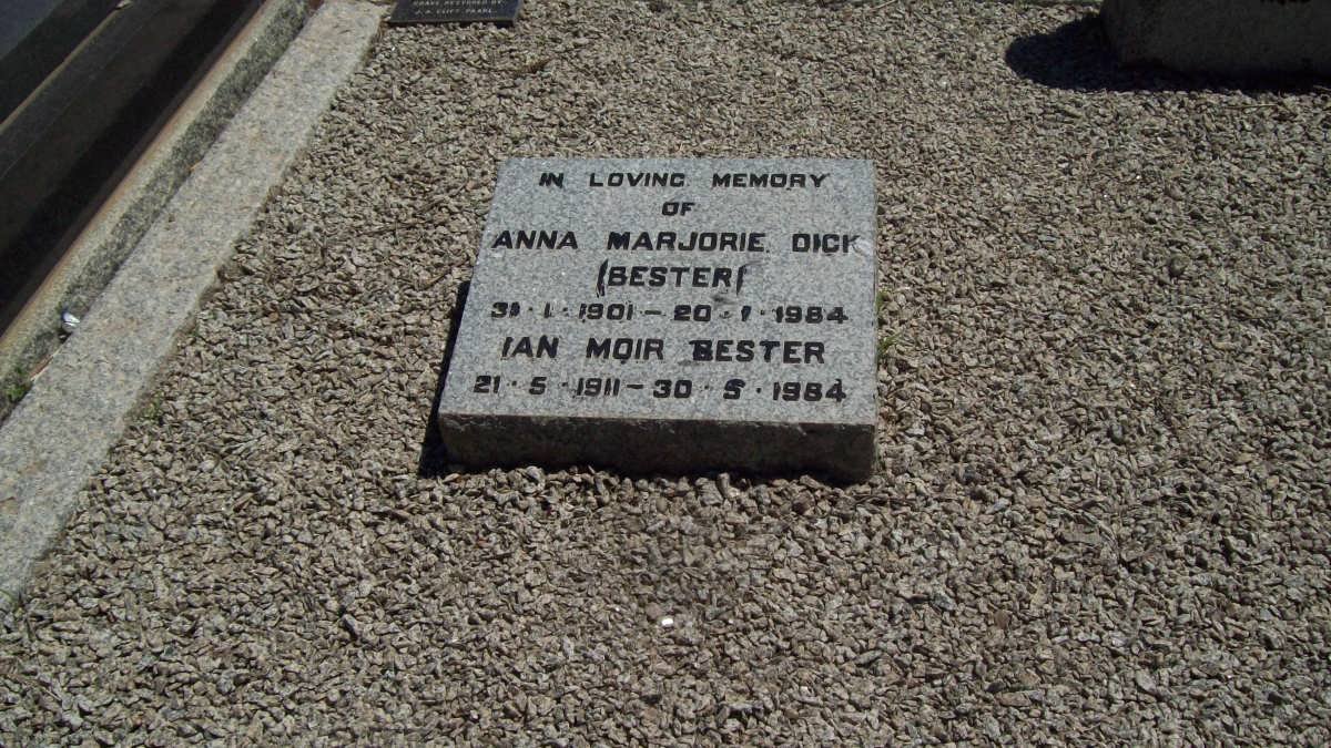 BESTER Ian Moir 1911-1984 &amp; Anna Marjorie Dick nee BESTER 1901-1984