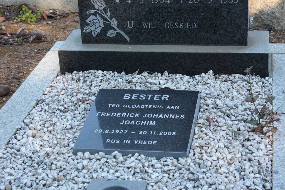 BESTER Frederick Johannes Joachim 1927-2008