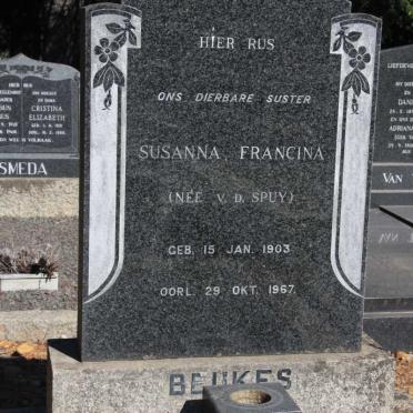 BEUKES Susanna Francina nee V.D. SPUY 1903-1967