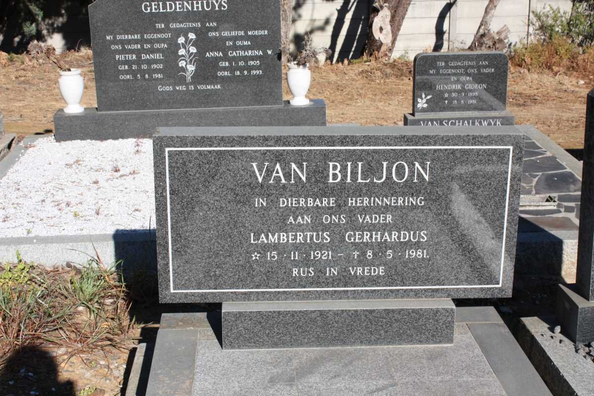 BILJON Lambertus Gerhardus, van 1921-1981