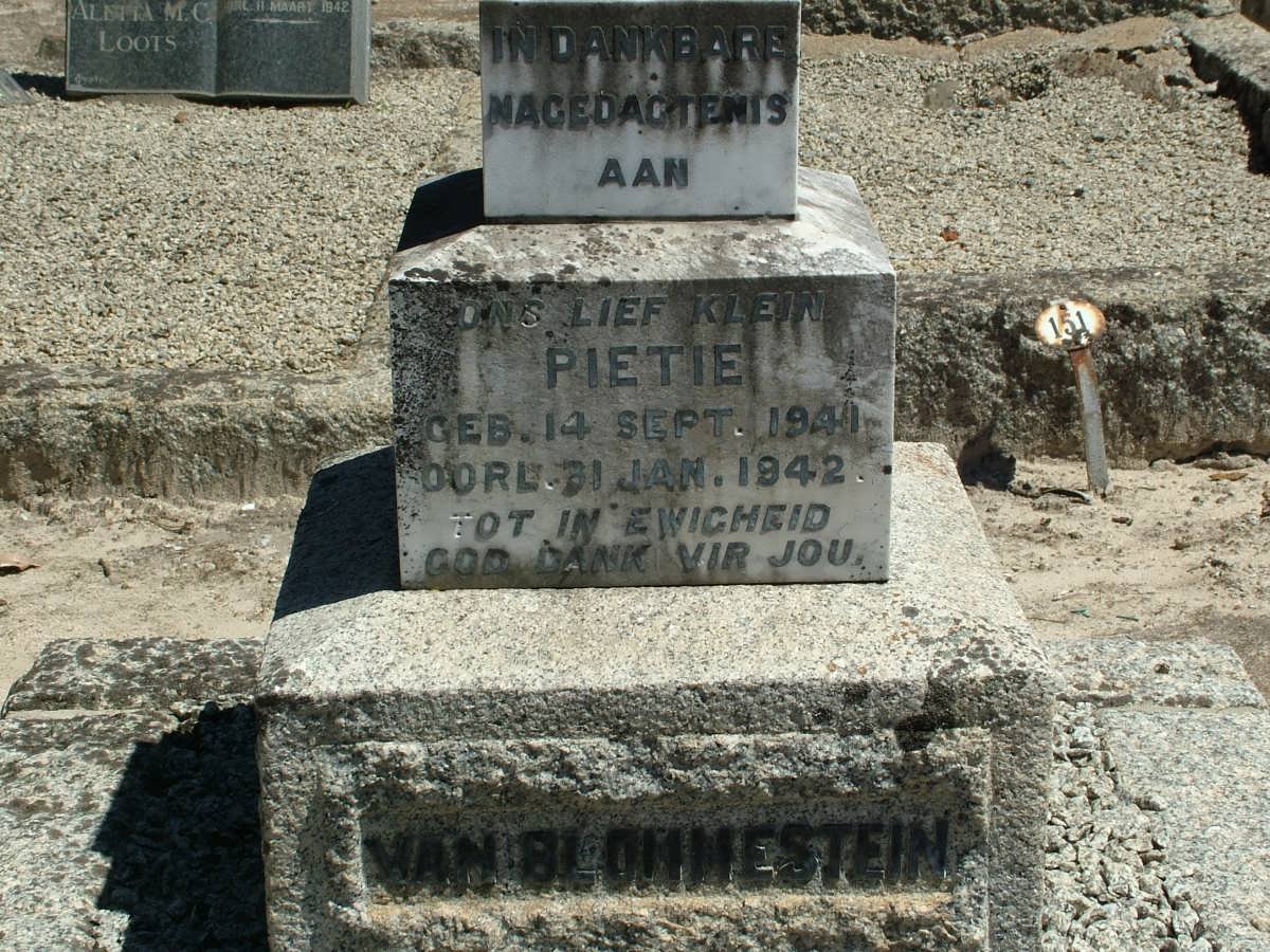 BLOMMESTEIN Pietie, van 1941-1942