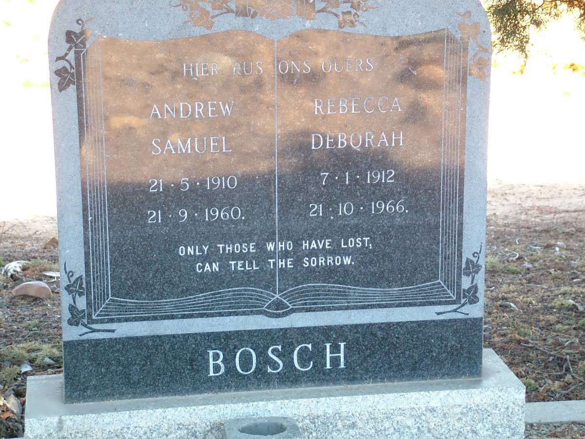 BOSCH Andrew Samuel 1910-1960 &amp; Rebecca Deborah 1912-1966