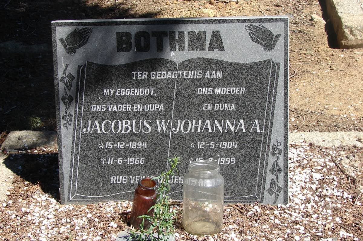 BOTHMA Jacobus W. 1894-1966 &amp; Johanna A. 1904-1999