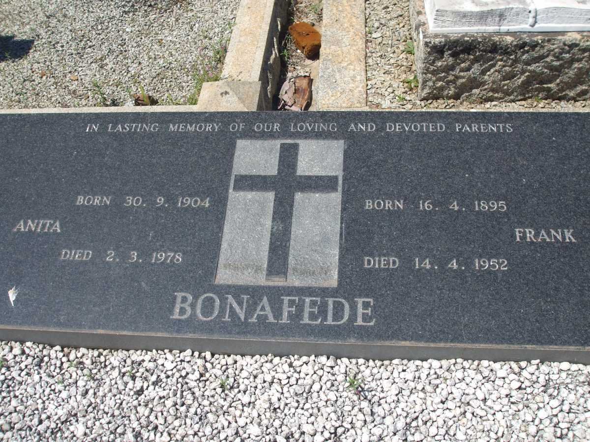 BONAFEDE Frank 1895-1952 &amp; Anita 1904-1978