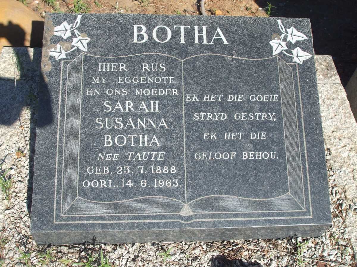 BOTHA Sarah Susanna nee TAUTE 1888-1963