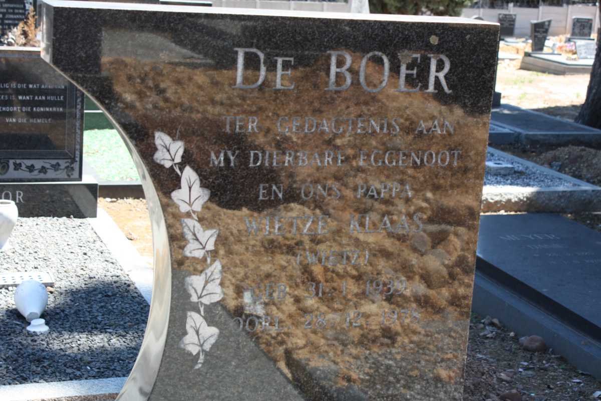 BOER Wietze Klaas, de 1939-1978