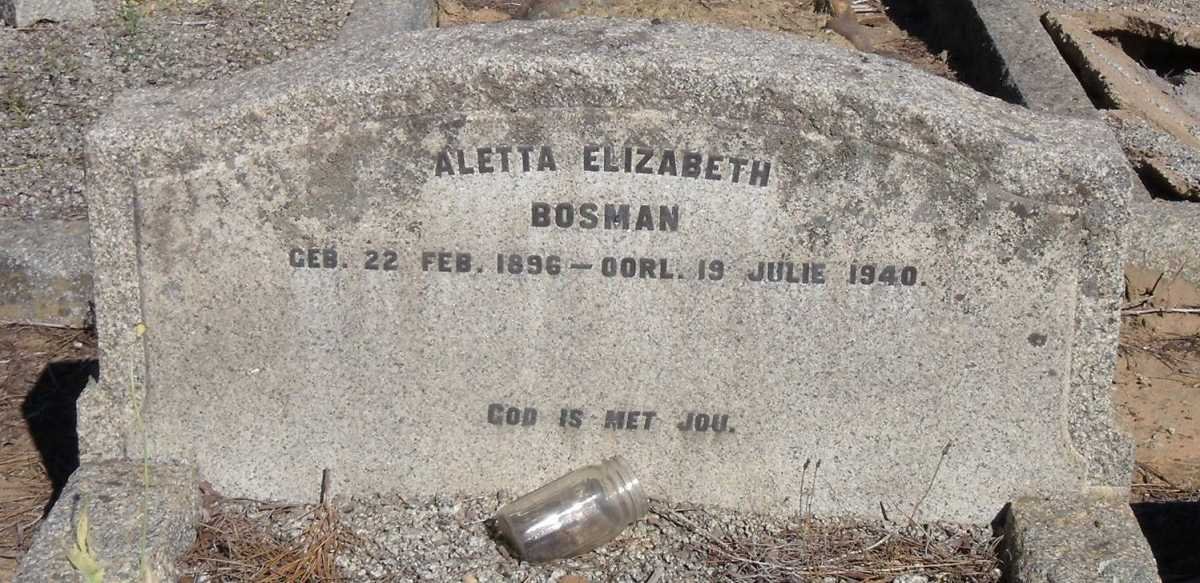 BOSMAN Aletta Elizabeth 1896-1940