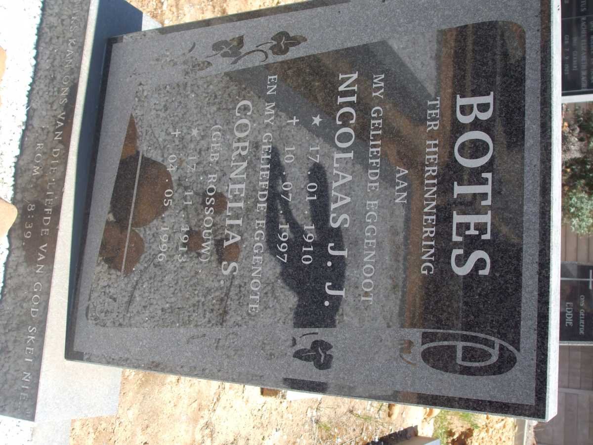 BOTES Nicolaas J.J. 1910-1997 &amp; Cornelia S. ROSSOUW 1913-1996