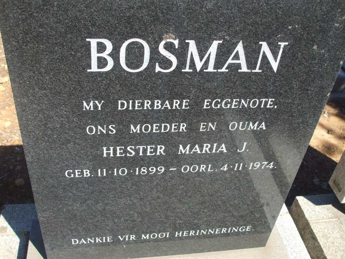 BOSMAN Hester Maria J. 1899-1974