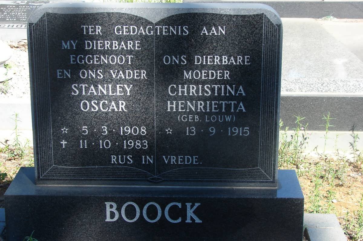 BOOCK Stanley Oscar 1908-1983 &amp; Christina Hendrietta LOUW 1915-