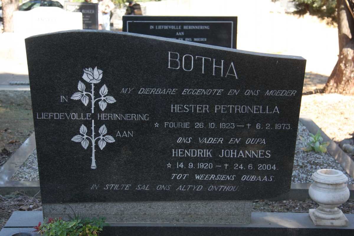 BOTHA Hendrik Johannes 1920-2004 &amp; Hester Petronella FOURIE 1923-1973
