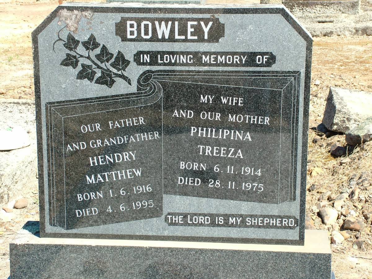 BOWLEY Henry Matthew 1916-1995 &amp; Philipina Treeza 1914-1975