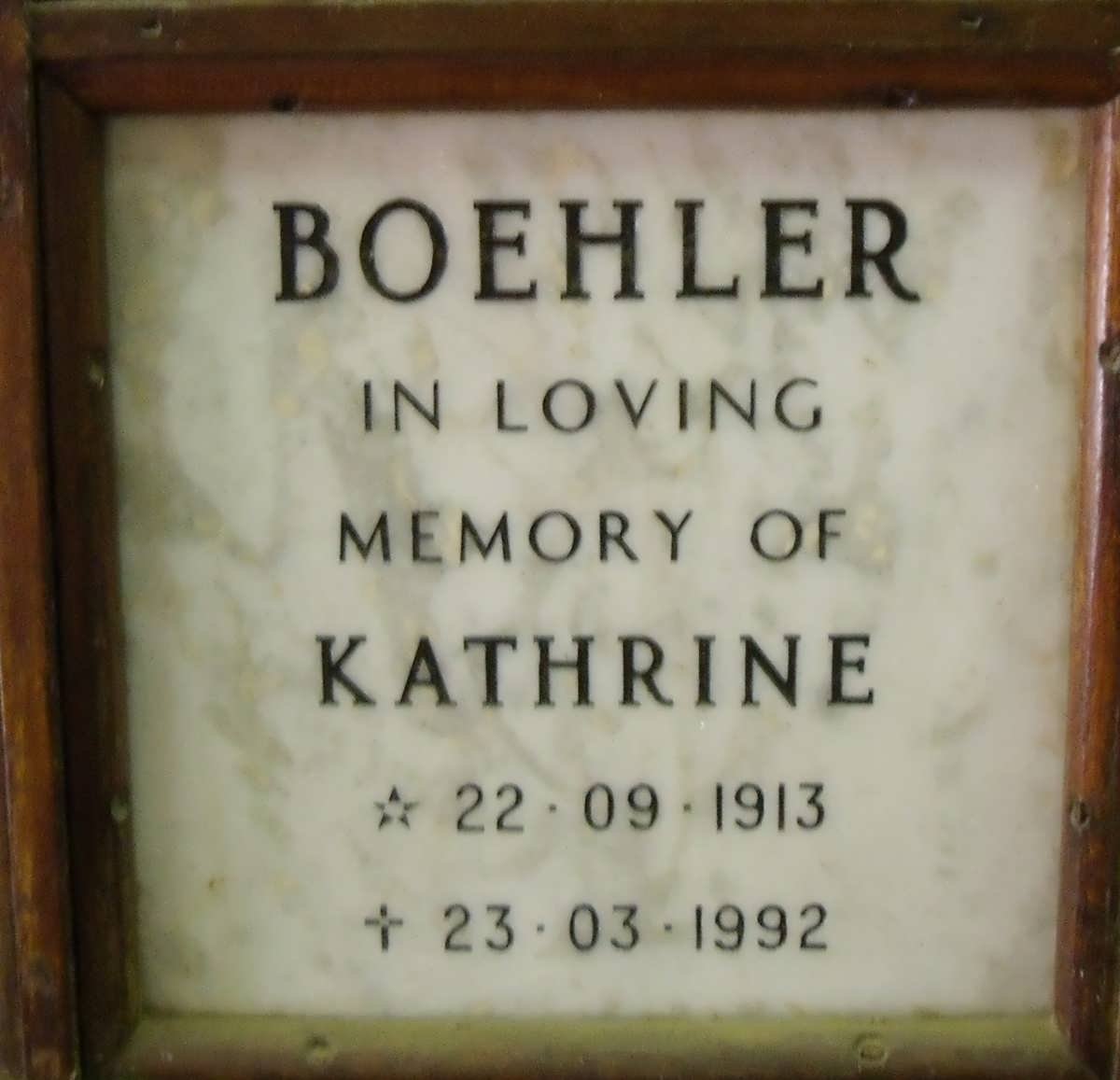 BOEHLER Kathrine 1913-1992