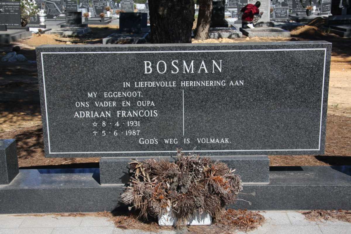 BOSMAN Adriaan Francois 1931-1987