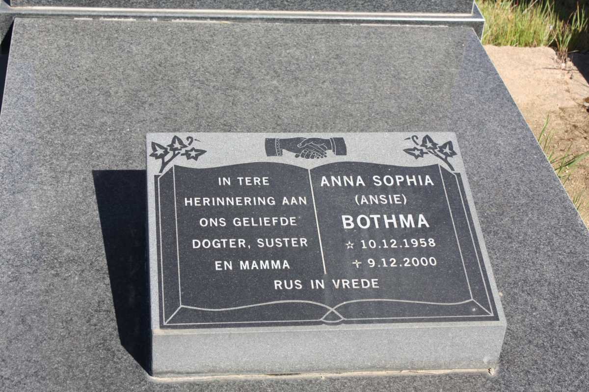 BOTHMA Johan 1943-1998 &amp; Anna Sophia 1958-2000