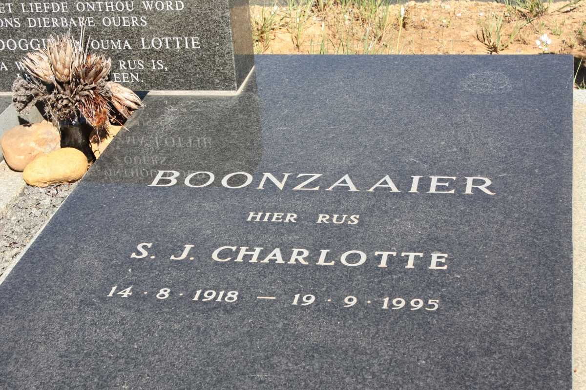 BOONZAAIER Petrus Johannes 1911-1983 &amp; S.J. Charlotte 1918-1985
