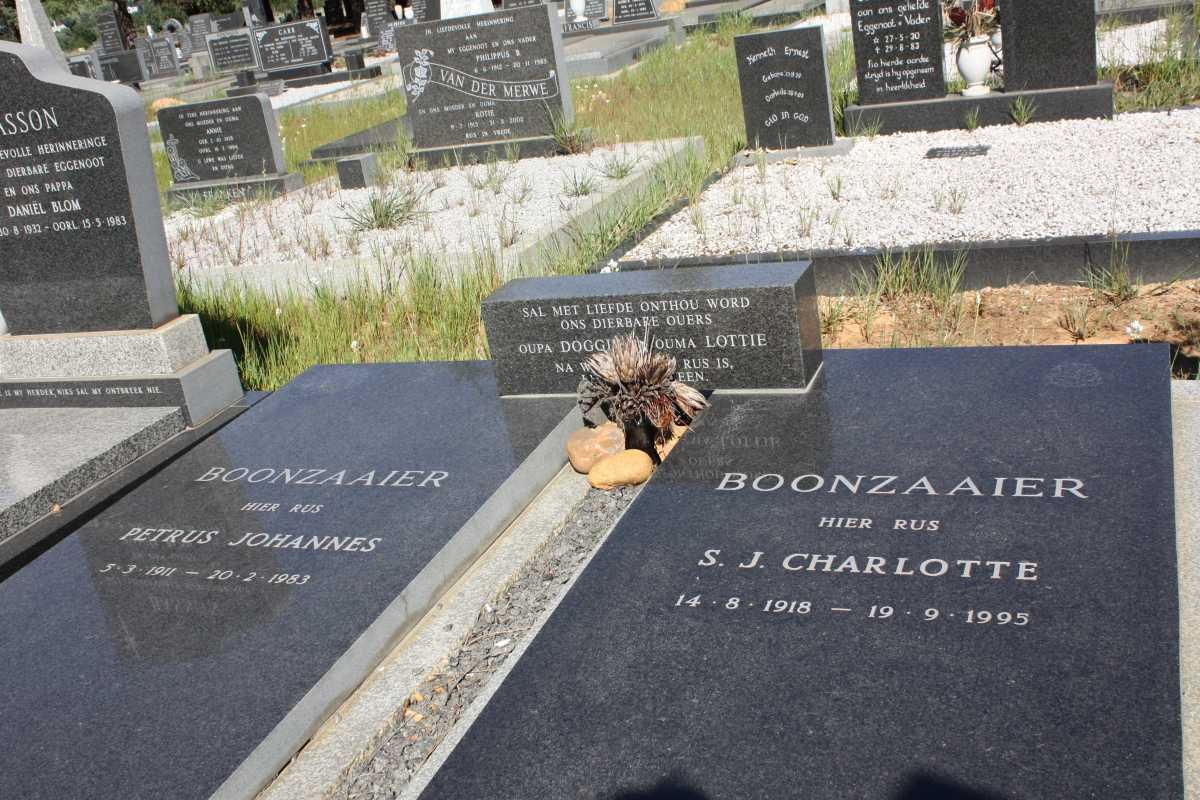 BOONZAAIER Petrus Johannes 1911-1983 &amp; S.J. Charlotte 1918-1985