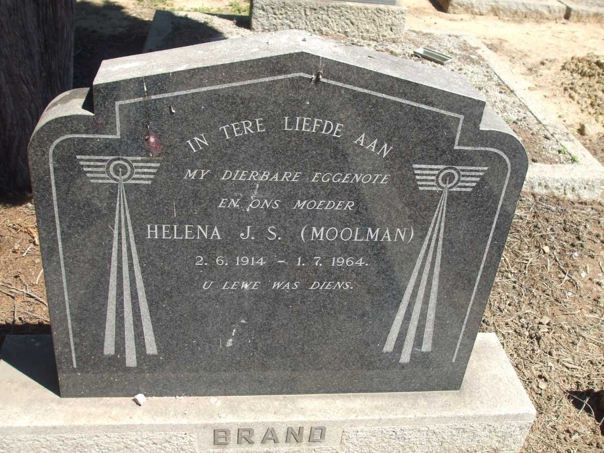 BRAND Helena J.S. nee MOOLMAN 1914-1964