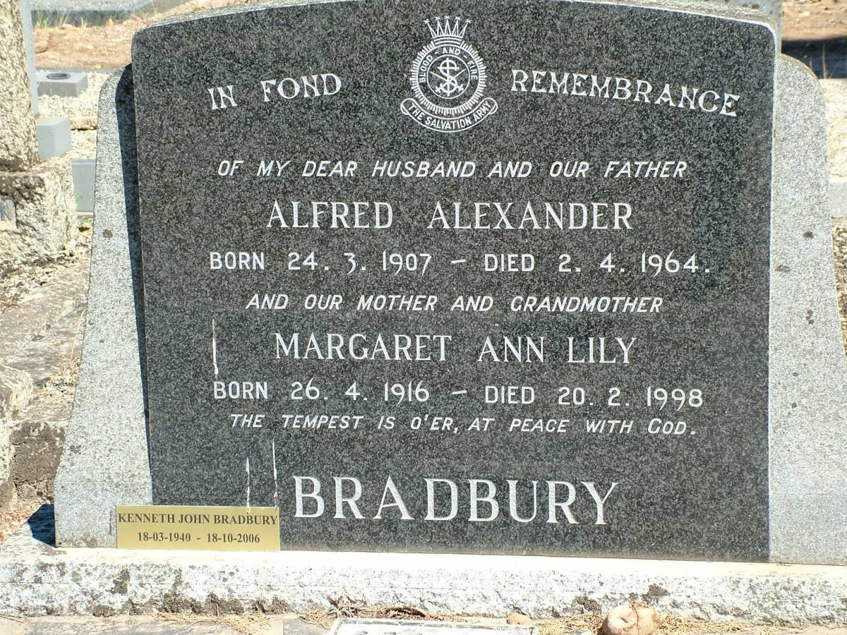 BRADBURY Alfred Alexander 1907-1964 &amp; Margaret Ann Lily 1916-1998