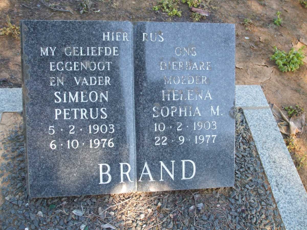 BRAND Simeon Petrus 1903-1976 &amp; Helena Sophia M. 1903-1977