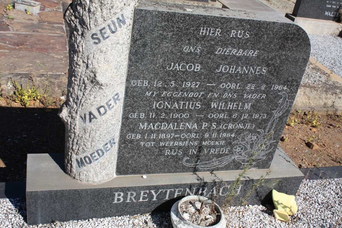BREYTENBACH Ignatius Wilhelm 1900-1973 &amp; Magdalena P.S. CRONJE 1897-1984 :: Jacob Johannes 1927-1964 